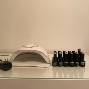 Gel Polish nail dryer lamp + variety of nail polish, base & top coat